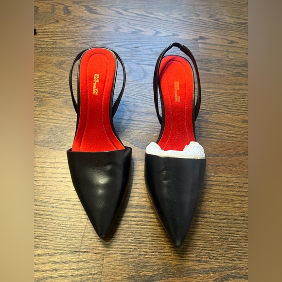 Diane Von Furstenberg Mortelle Leather Slingback Pumps Black Womens Size 8 - Picture 6 of 6